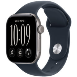 Apple Watch Series 12, 42 мм, корпус из алюминия, цвет "Космический серый", спортивный ремешок, цвет "Темно-синий"