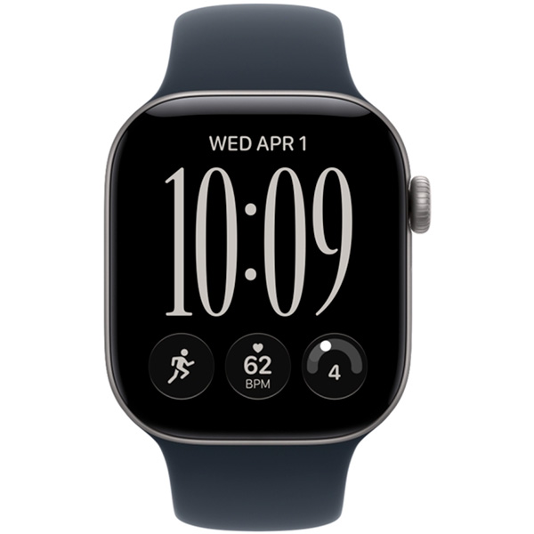 Apple Watch Series 12, 46 мм, корпус из алюминия, цвет "Космический серый", спортивный ремешок, цвет "Темно-синий"