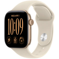 Apple Watch Series 12, 42 мм, корпус из алюминия, цвет "Светло-золотой", спортивный ремешок, цвет "Песочный"