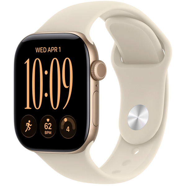 Apple Watch Series 12, 42 мм, корпус из алюминия, цвет "Светло-золотой", спортивный ремешок, цвет "Песочный"