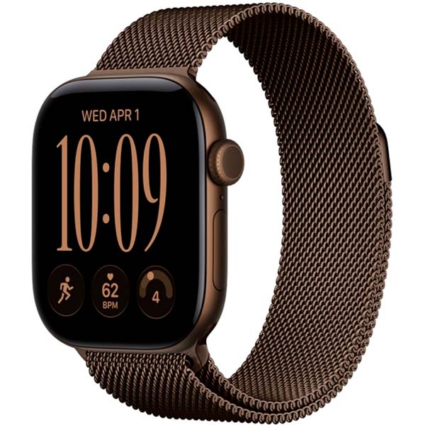 Apple Watch Series 12, 42 мм, корпус из алюминия, цвет "Темная-бронза", ремешок Milanese, цвет "Темная-бронза"