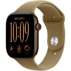 Apple Watch Series 12, 42 мм, корпус из алюминия, цвет "Темная-бронза", спортивный ремешок, цвет "Оливковый"