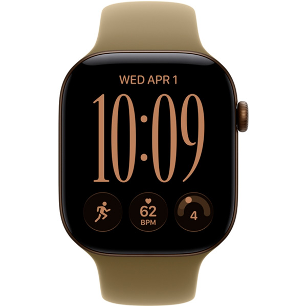 Apple Watch Series 12, 46 мм, корпус из алюминия, цвет "Темно-бронзовый", спортивный ремешок, цвет "Оливковый"