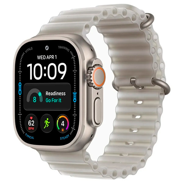 Умные часы Apple Watch Ultra 4 49 мм, корпус из Натурального титана, ремешок Ocean Band, цвет "Серый"