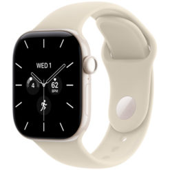 Apple Watch Series 12, 42 мм, корпус из керамики, цвет "Кремовый", спортивный ремешок, цвет "Кремовый"