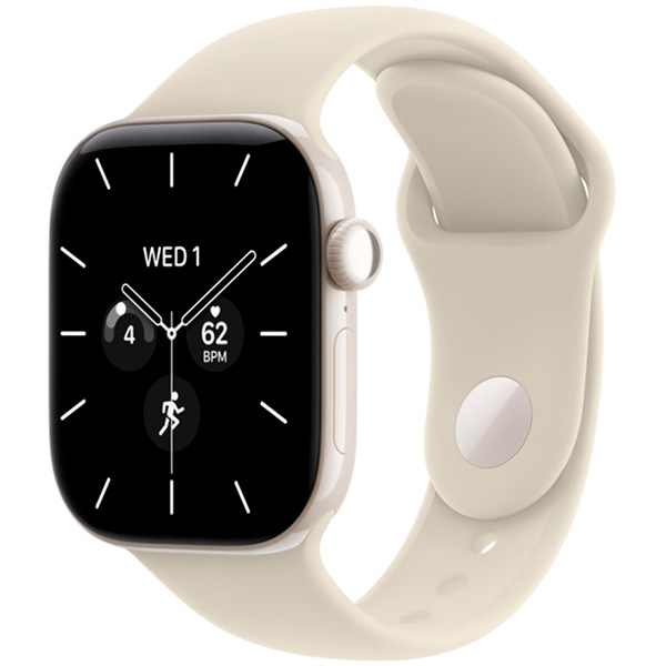 Apple Watch Series 12, 42 мм, корпус из керамики, цвет "Кремовый", спортивный ремешок, цвет "Кремовый"