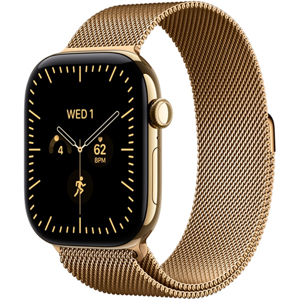 Apple Watch Series 12, 42 мм, корпус из титана, цвет "Золотистый", ремешок Milanese, цвет "Золотистый"
