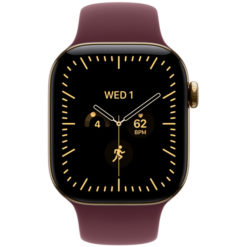 Apple Watch Series 12, 46 мм, корпус из титана, цвет "Золотистый", спортивный ремешок, цвет "Бордовый"