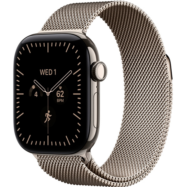 Apple Watch Series 12, 42 мм, корпус из титана, цвет "Натуральный", ремешок Milanese, цвет "Натуральный"