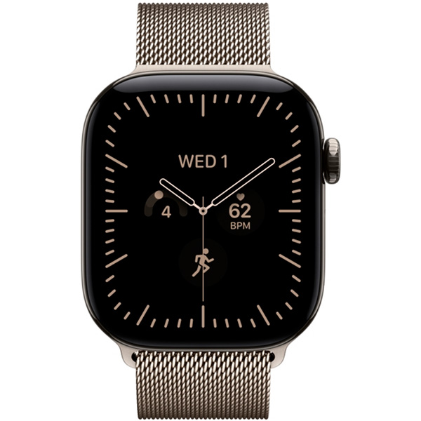 Apple Watch Series 12, 46 мм, корпус из титана, цвет "Натуральный", ремешок Milanese, цвет "Натуральный"